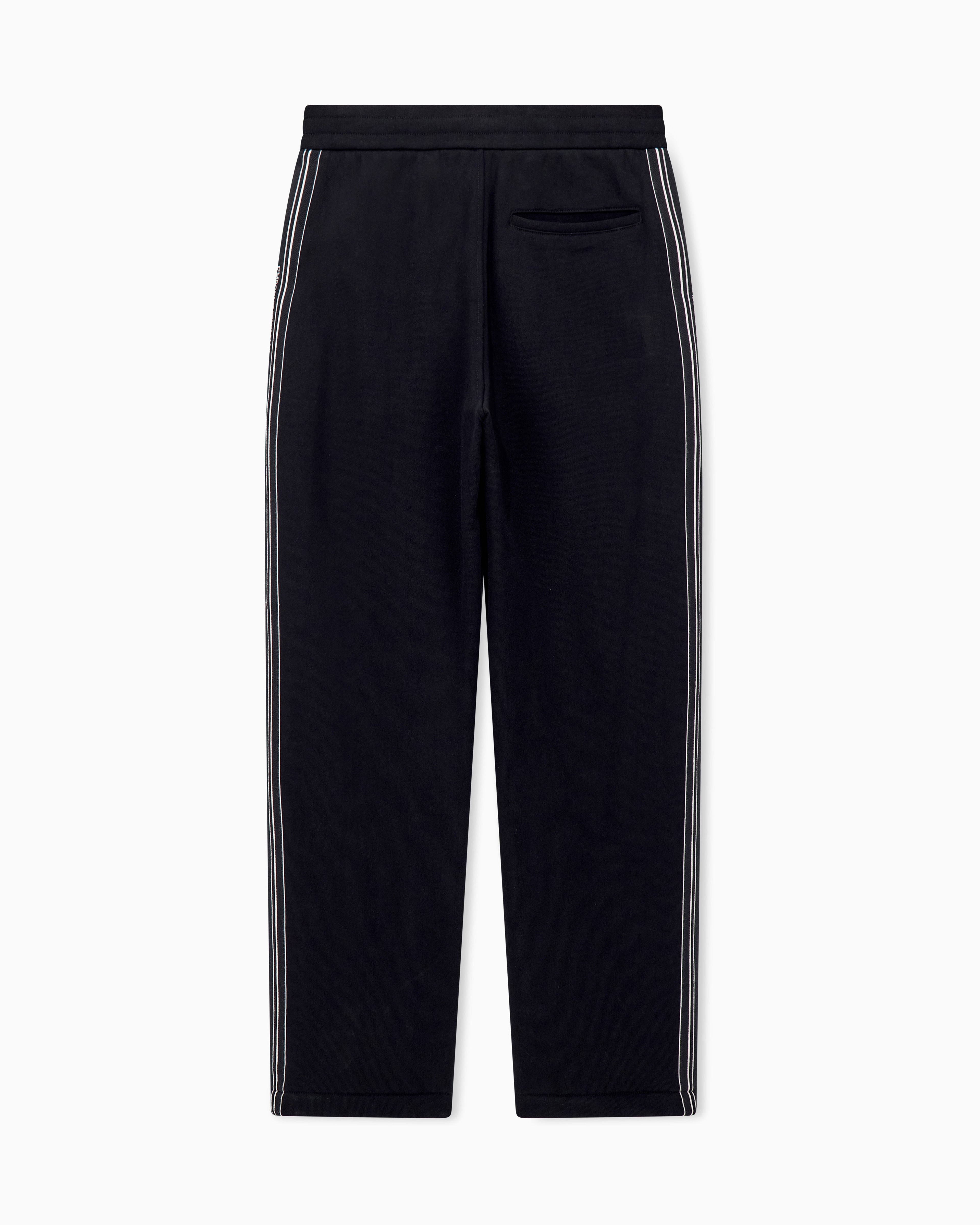 Pantaloni jogging in cotone con bande a contrasto<BR/> EM006884 AF13713 UC001 EMPORIO ARMANI Black 