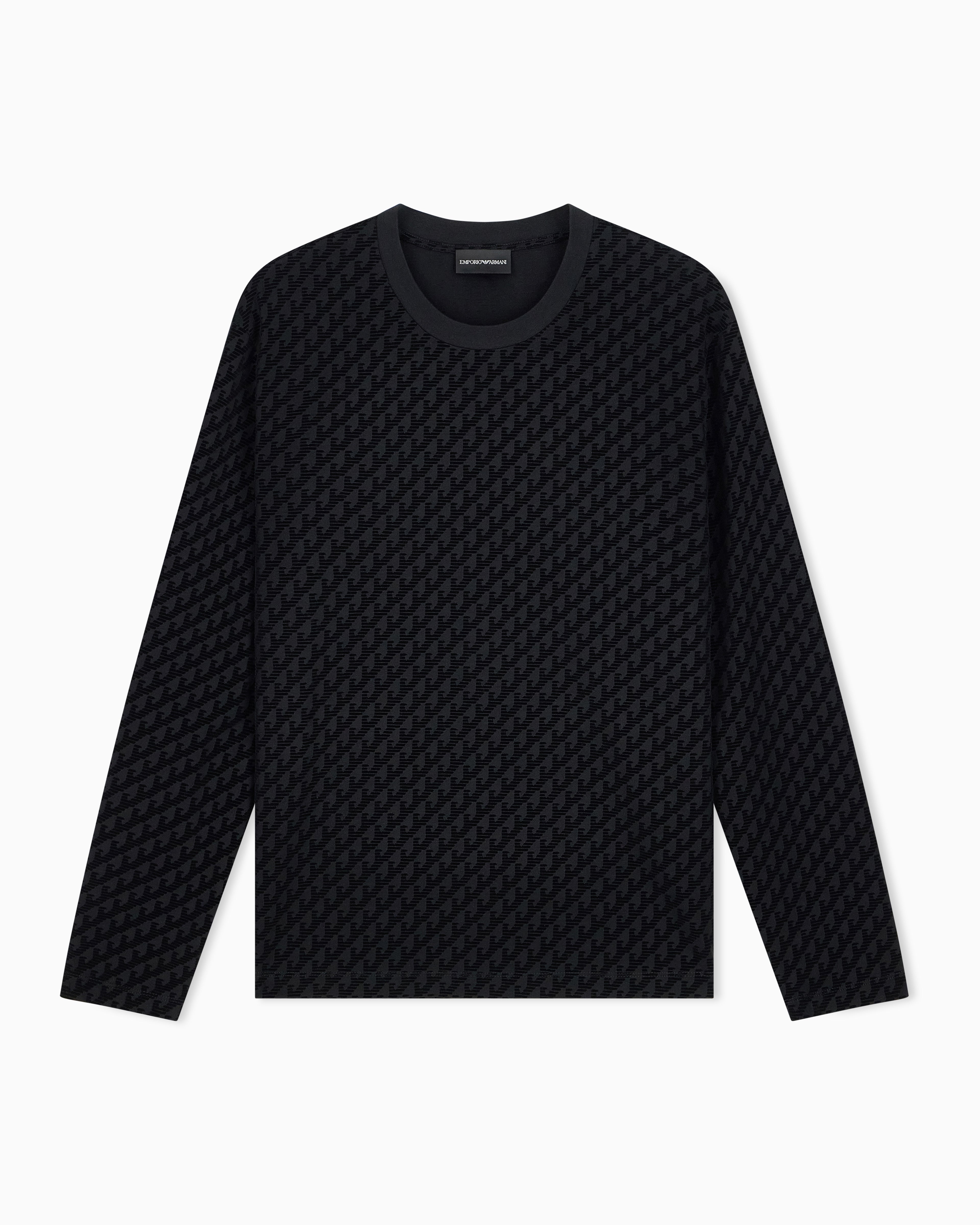 T-shirt in jersey di misto lyocell con stampa logo all-over EM007338 AF10017 FC375 EMPORIO ARMANI Nero 