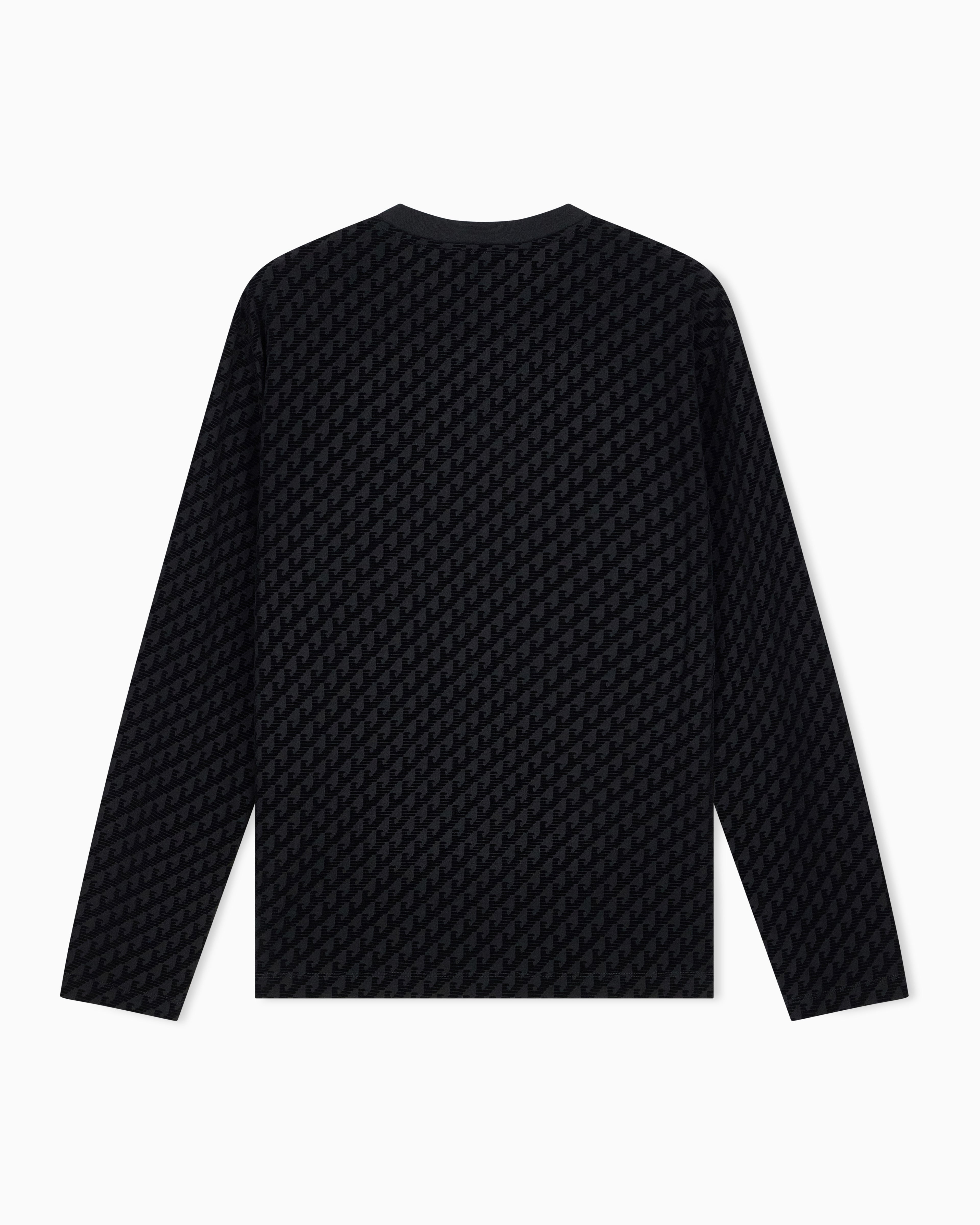 T-shirt in jersey di misto lyocell con stampa logo all-over EM007338 AF10017 FC375 EMPORIO ARMANI Nero 