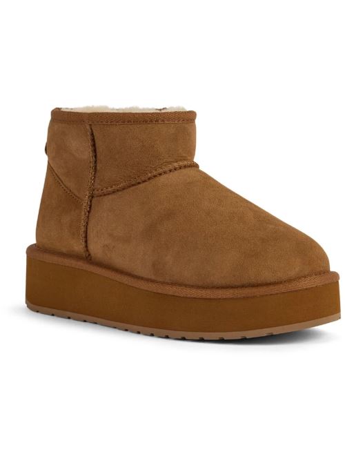 Stivaletti in nabuck con pelliccia interna e zeppa STINGER MICRO FLATFORM 2.0 W13296 CHESTNUT EMU AUSTRALIA Chestnut 