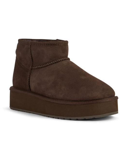 Stivaletti in nabuck con pelliccia interna e zeppa STINGER MICRO FLATFORM 2.0 W13296 CHOCOLATE EMU AUSTRALIA Chocolate 