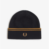Berretto in lana merino C3317 U12 FRED PERRY Black/dk camel 