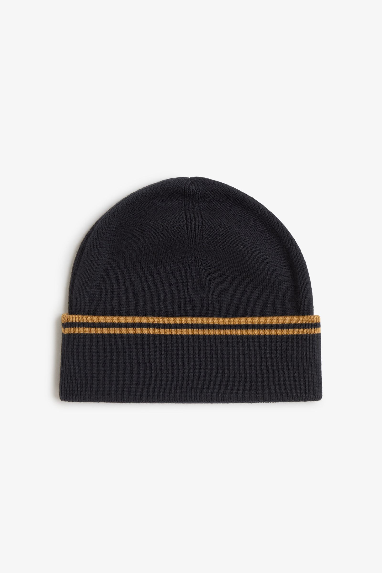Berretto in lana merino C3317 U12 FRED PERRY Black/dk camel 