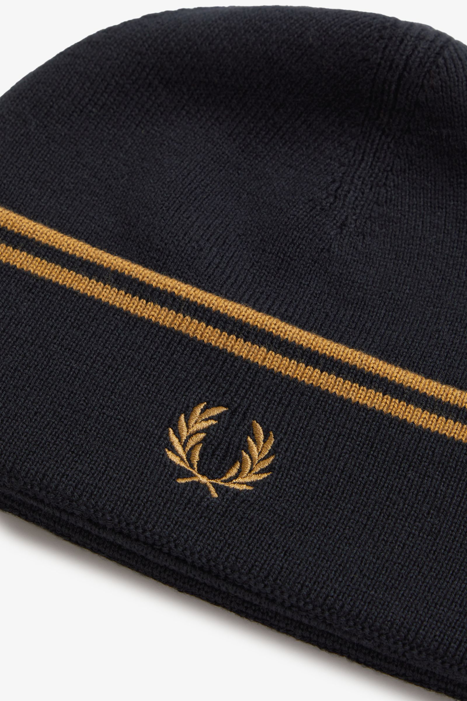 Berretto in lana merino C3317 U12 FRED PERRY Black/dk camel 