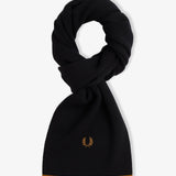Sciarpa in lana merino C3319 U12 FRED PERRY Black/dk camel 