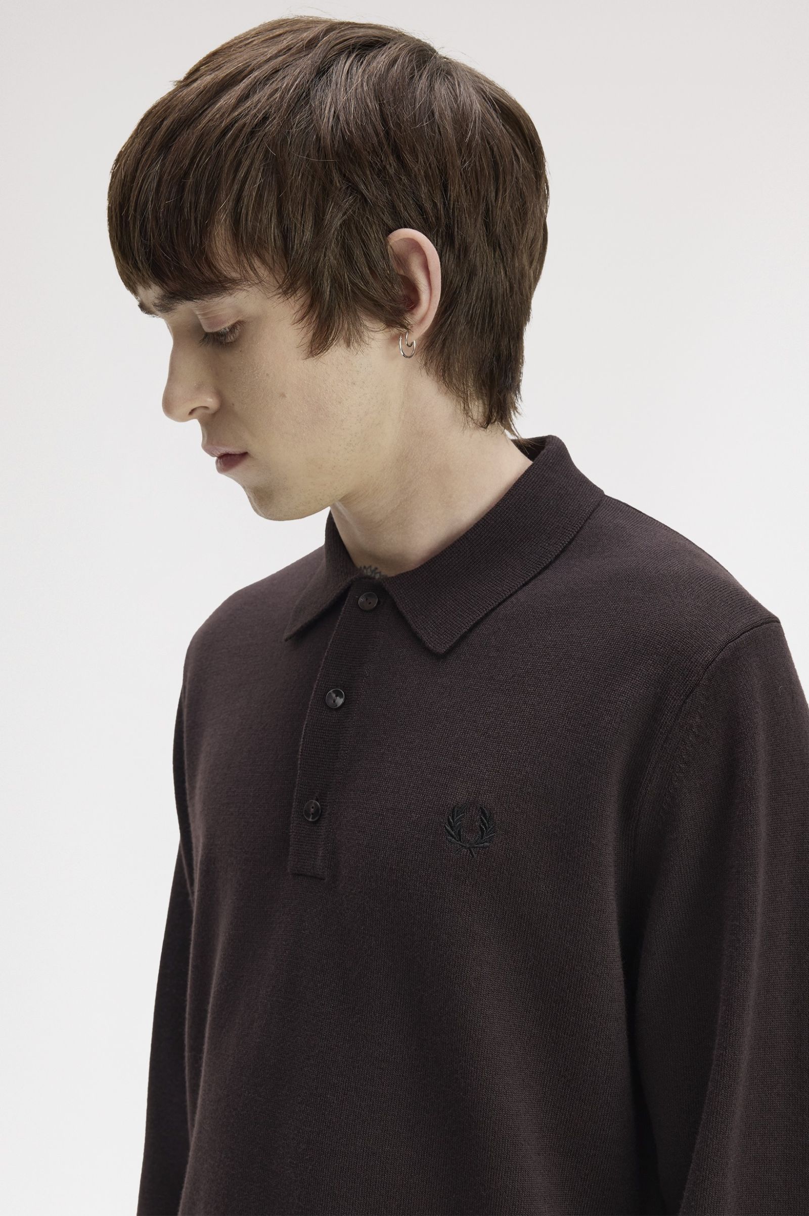 Polo in maglia a maniche lunghe K4535 33C FRED PERRY Rich brown 
