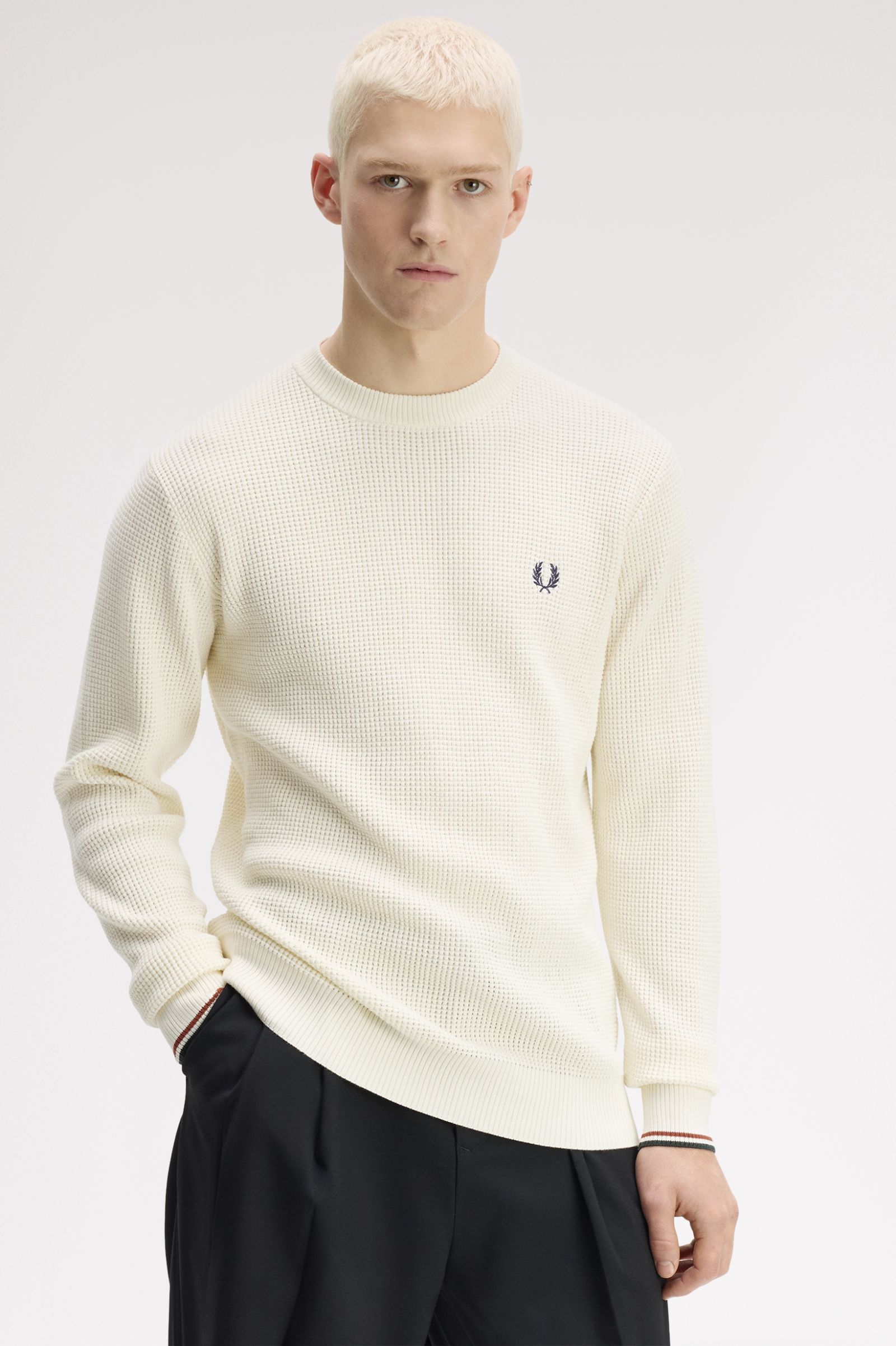Maglione con lavorazione goffrata K6507 170 FRED PERRY Ecru 