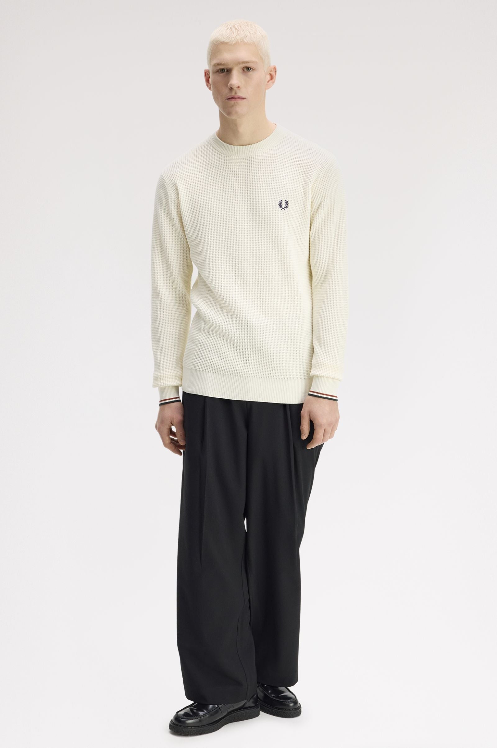 Maglione con lavorazione goffrata K6507 170 FRED PERRY Ecru 