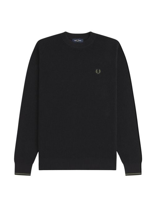 Maglione con lavorazione goffrata K6507 198 FRED PERRY Black 