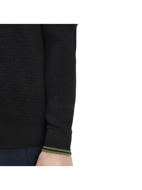 Maglione con lavorazione goffrata K6507 198 FRED PERRY Black 
