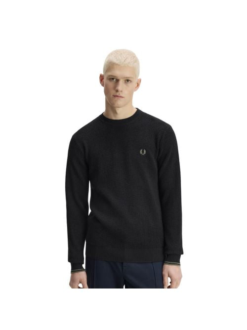 Maglione con lavorazione goffrata K6507 198 FRED PERRY Black 
