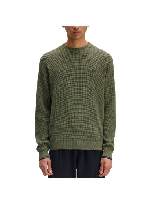 Maglione con lavorazione goffrata K6507 X21 FRED PERRY Green 