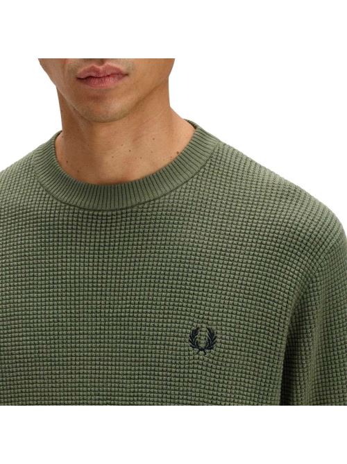 Maglione con lavorazione goffrata K6507 X21 FRED PERRY Green 