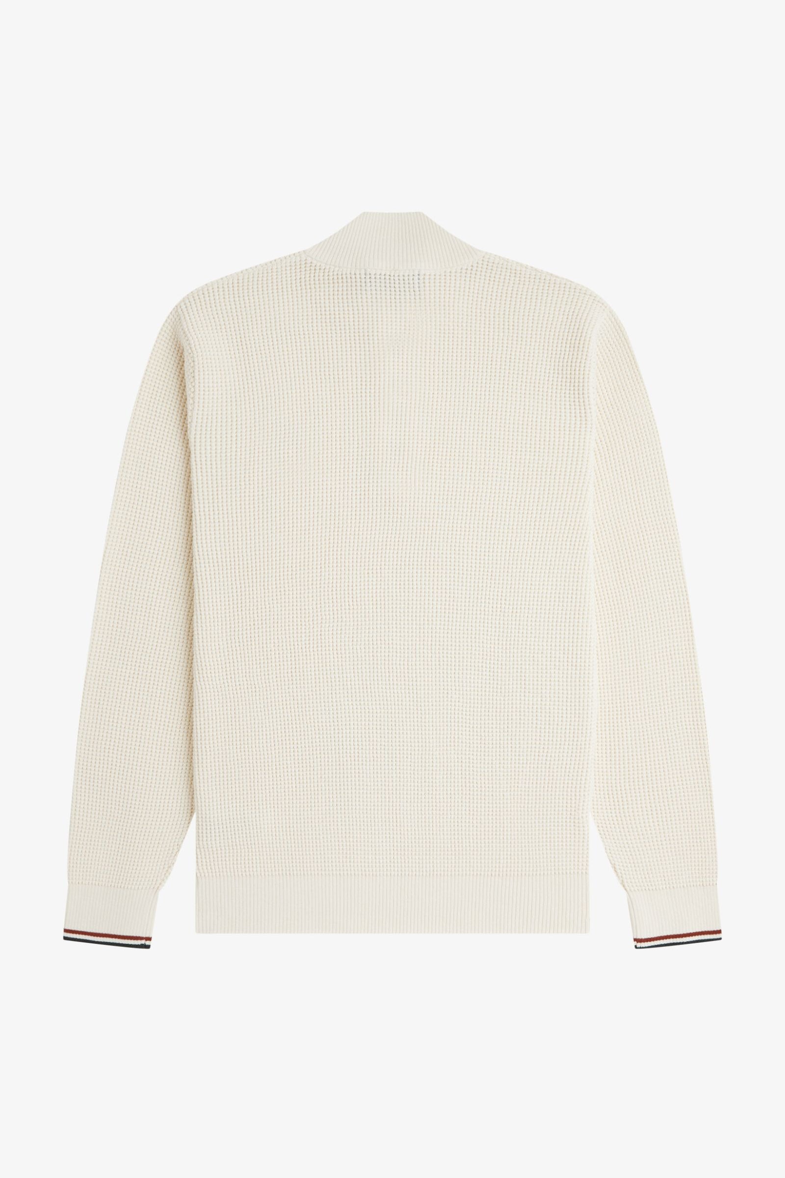 Maglione a mezza zip con lavorazione goffrata K8557 170 FRED PERRY Ecru 