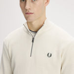 Maglione a mezza zip con lavorazione goffrata K8557 170 FRED PERRY Ecru 