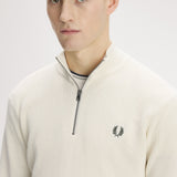 Maglione a mezza zip con lavorazione goffrata K8557 170 FRED PERRY Ecru 