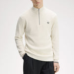 Maglione a mezza zip con lavorazione goffrata K8557 170 FRED PERRY Ecru 