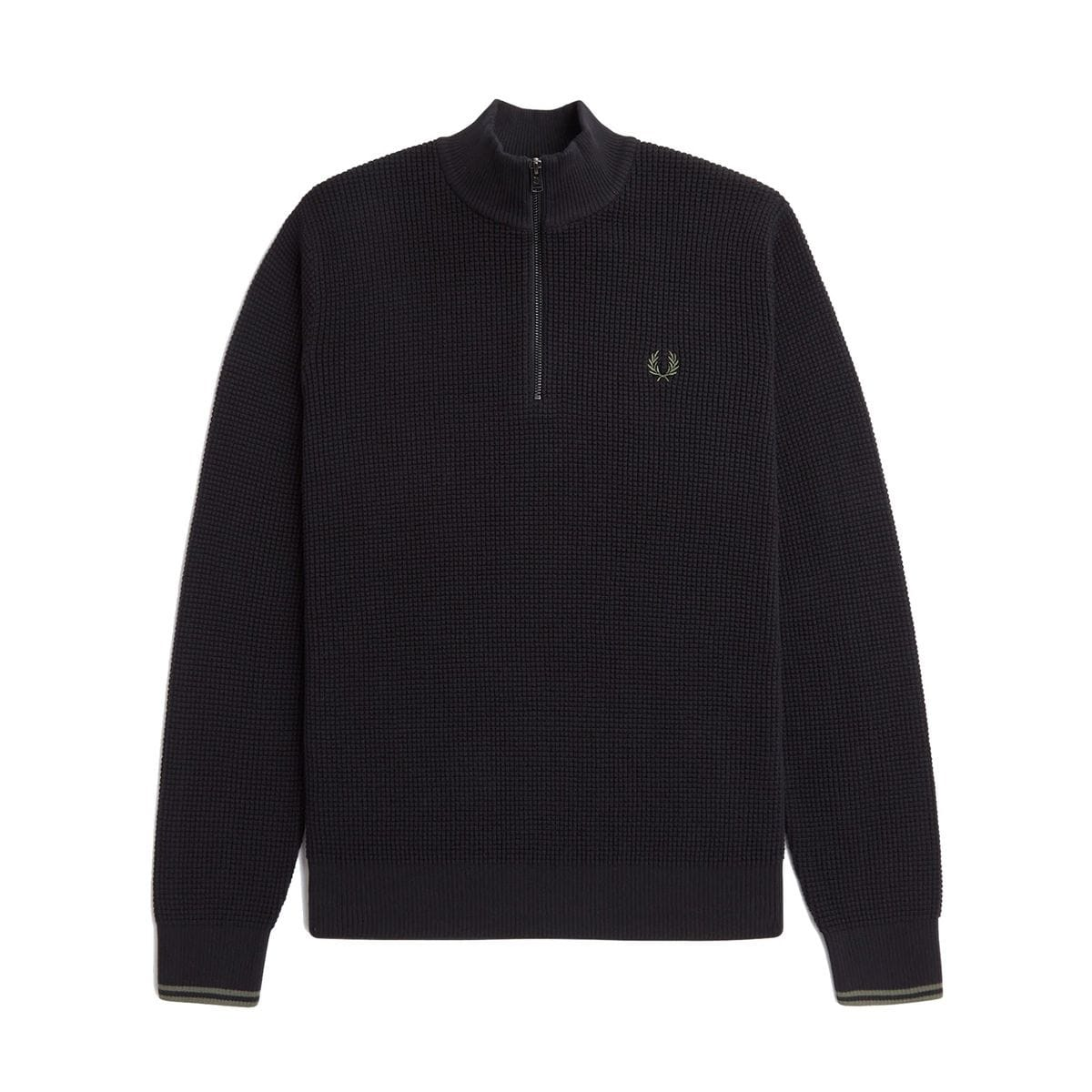 Maglione a mezza zip con lavorazione goffrata K8557 198 FRED PERRY Black 