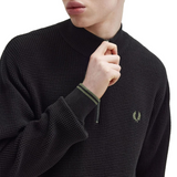 Maglione a mezza zip con lavorazione goffrata K8557 198 FRED PERRY Black 