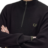 Maglione a mezza zip con lavorazione goffrata K8557 198 FRED PERRY Black 