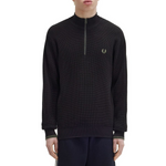 Maglione a mezza zip con lavorazione goffrata K8557 198 FRED PERRY Black 