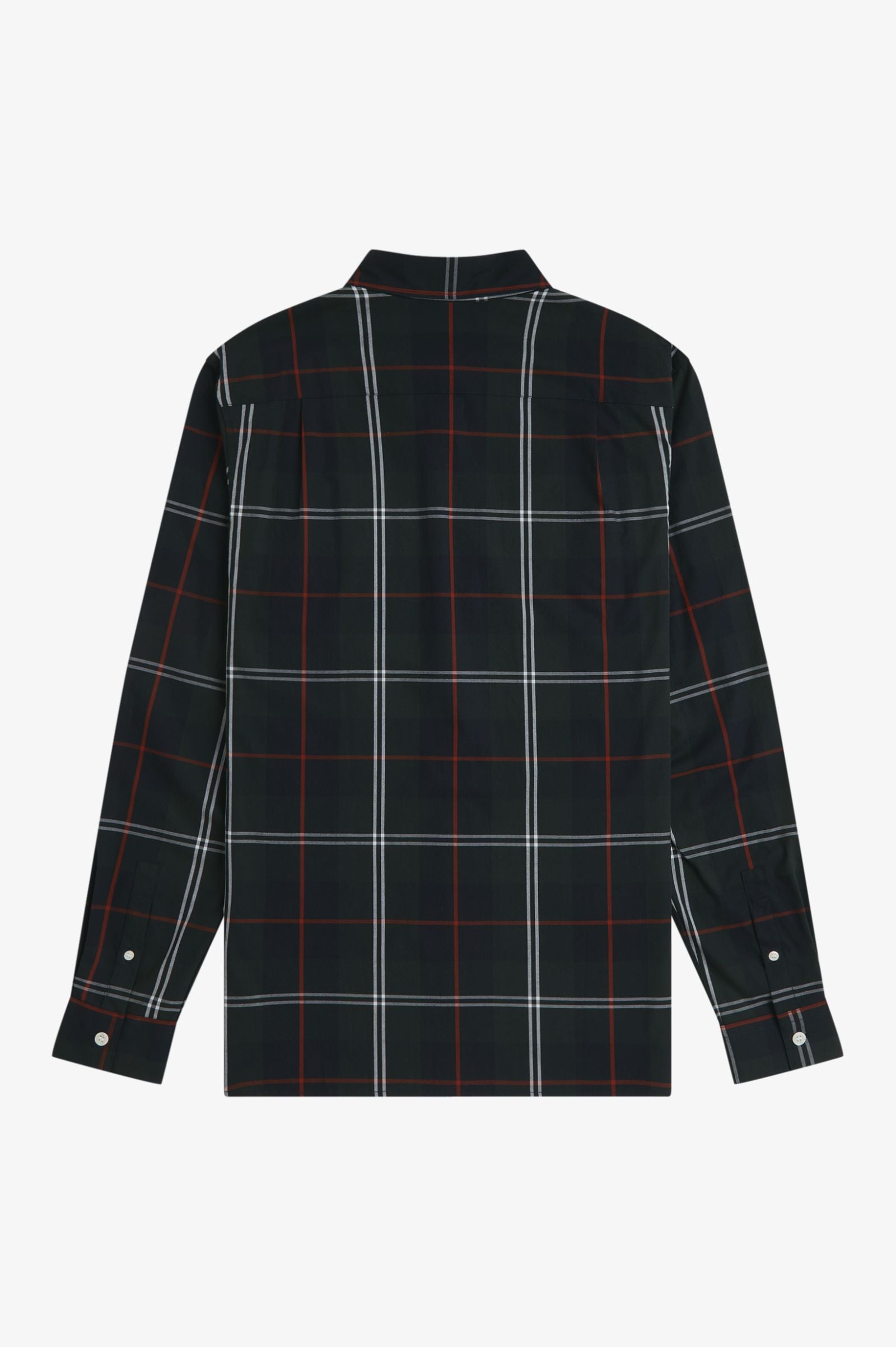 Camicia in popeline con motivo tartan M3456 Q20 FRED PERRY Night green 
