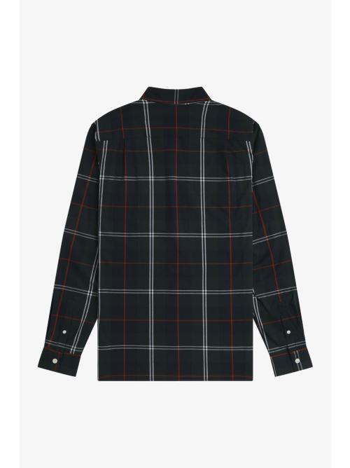 Camicia in popeline con motivo tartan M3456 Q20 FRED PERRY Night green 