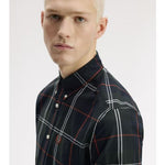 Camicia in popeline con motivo tartan M3456 Q20 FRED PERRY Night green 