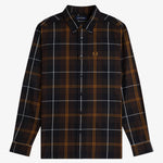 Camicia in twill tartan M3457 33C FRED PERRY Rich brown 