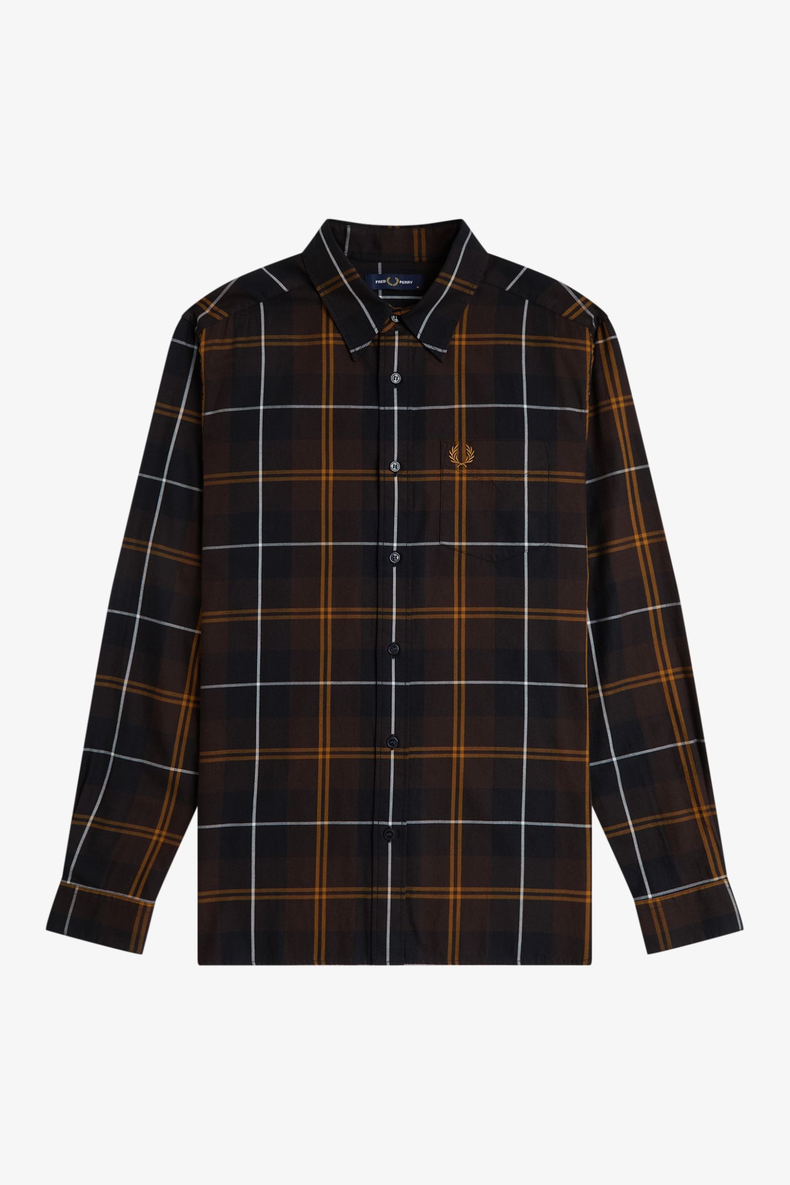 Camicia in twill tartan M3457 33C FRED PERRY Rich brown 