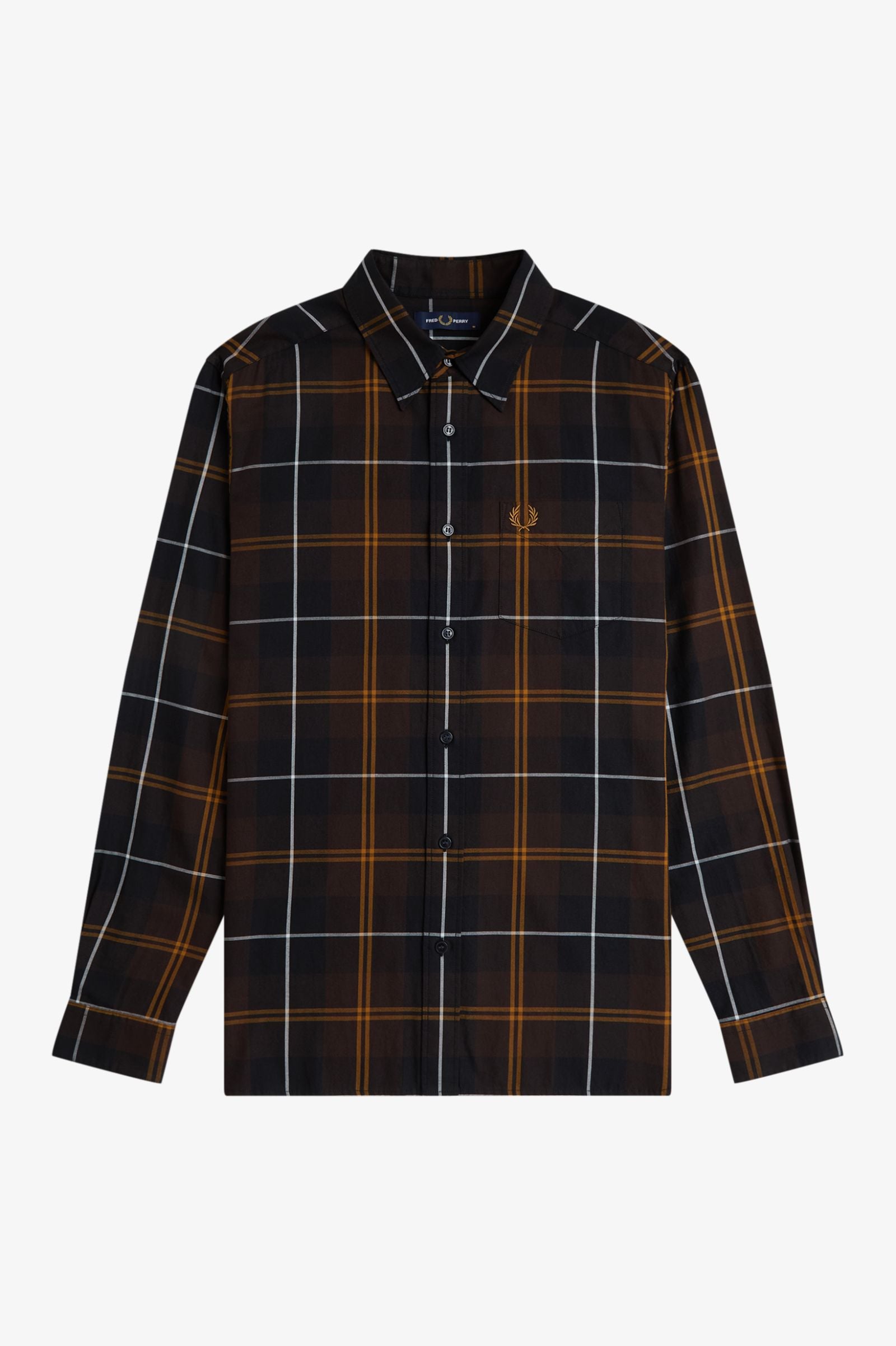 Camicia in twill tartan M3457 33C FRED PERRY Rich brown 
