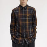 Camicia in twill tartan M3457 33C FRED PERRY Rich brown 