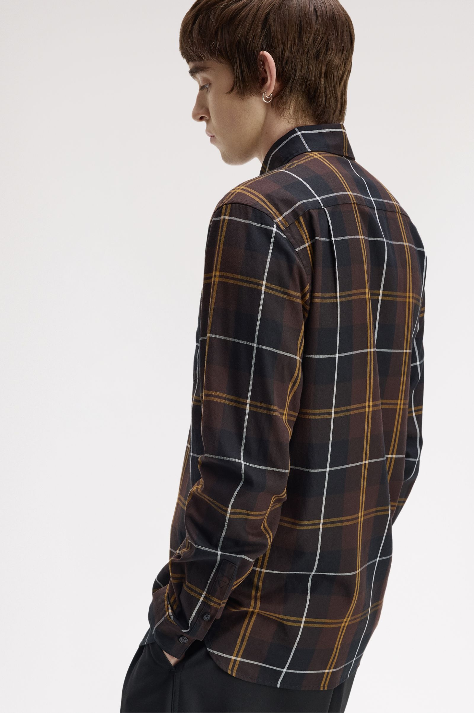 Camicia in twill tartan M3457 33C FRED PERRY Rich brown 