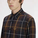 Camicia in twill tartan M3457 33C FRED PERRY Rich brown 