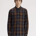 Camicia in twill tartan M3457 33C FRED PERRY Rich brown 