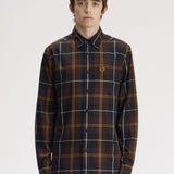 Camicia in twill tartan M3457 33C FRED PERRY Rich brown 