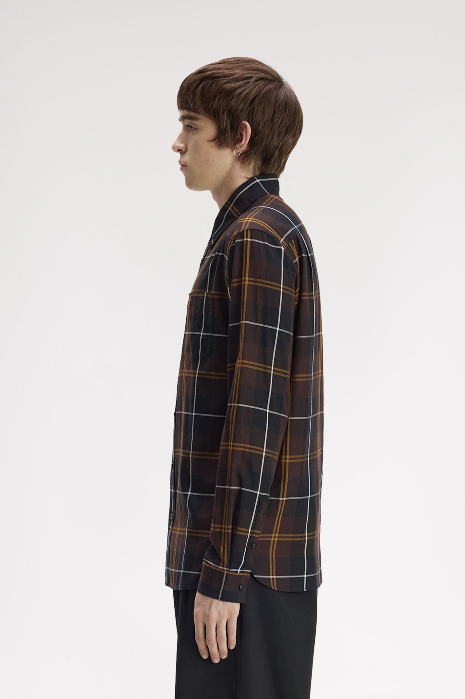 Camicia in twill tartan M3457 33C FRED PERRY Rich brown 
