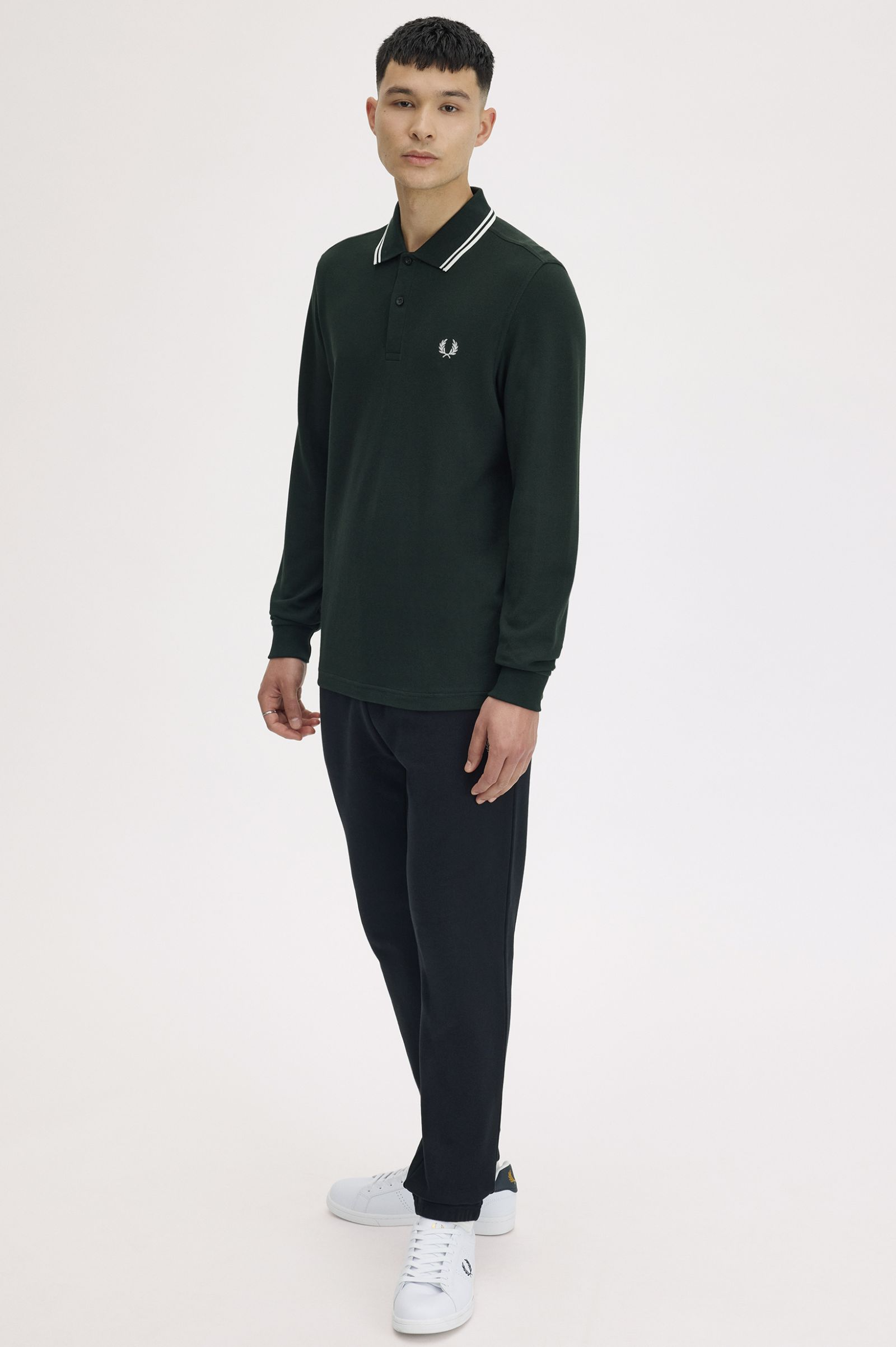 Polo manica lunga M3636 T50 FRED PERRY Night green/snwht 