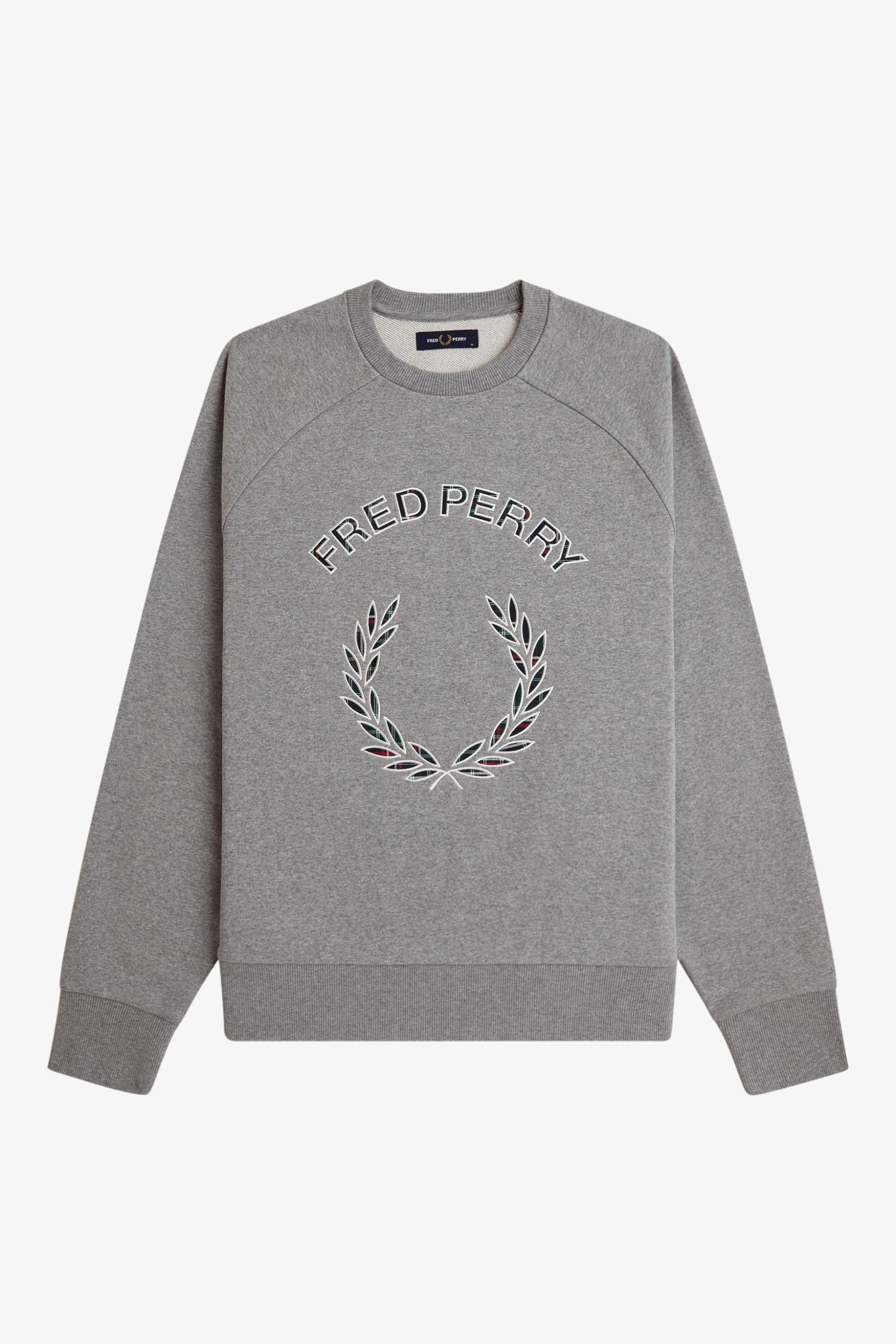 Felpa con applicazione tartan M3652 420 FRED PERRY Steel marl 