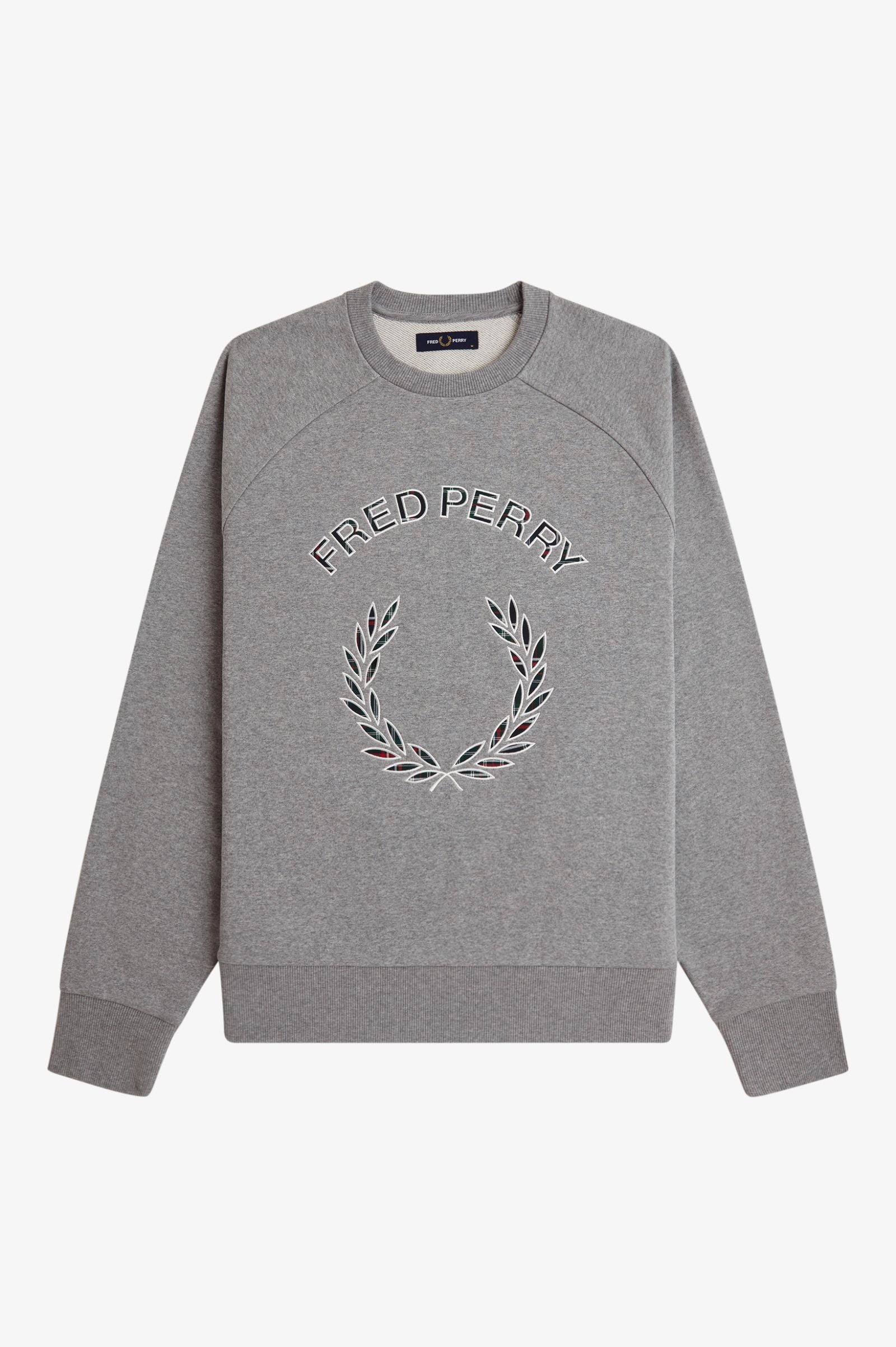 Felpa con applicazione tartan M3652 420 FRED PERRY Steel marl 