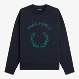 Felpa con applicazione tartan M3652 608 FRED PERRY Navy 