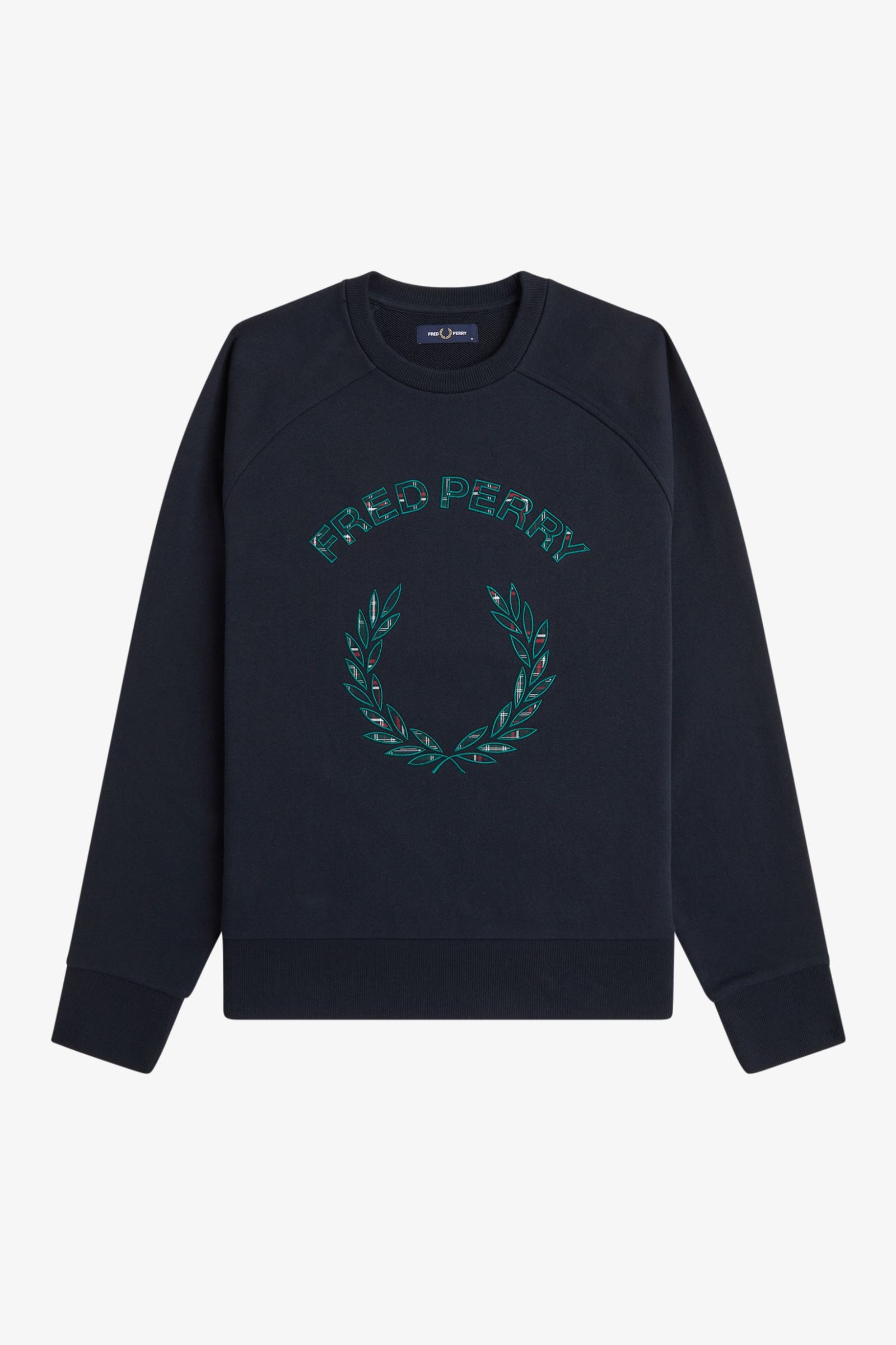 Felpa con applicazione tartan M3652 608 FRED PERRY Navy 