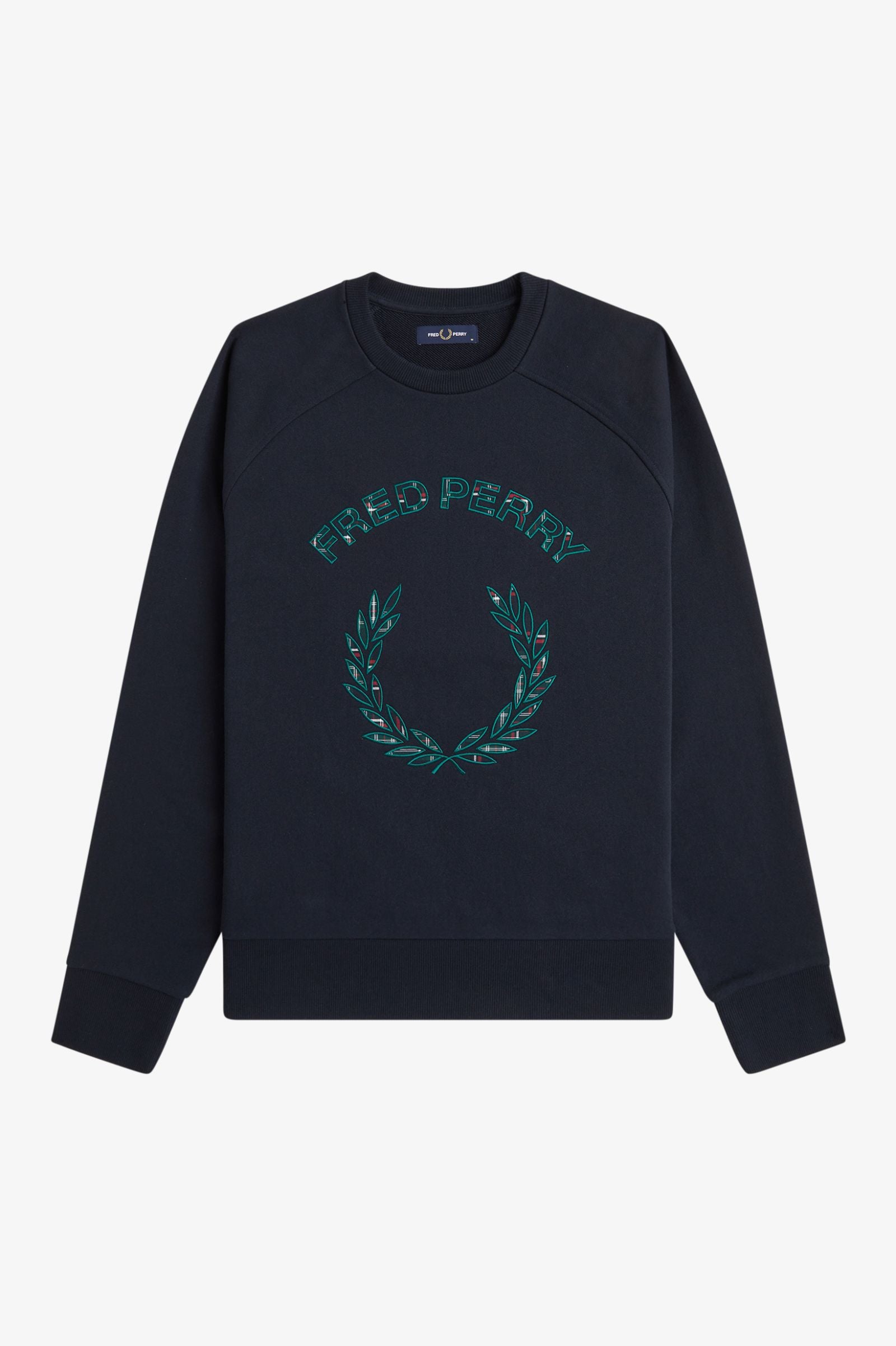 Felpa con applicazione tartan M3652 608 FRED PERRY Navy 