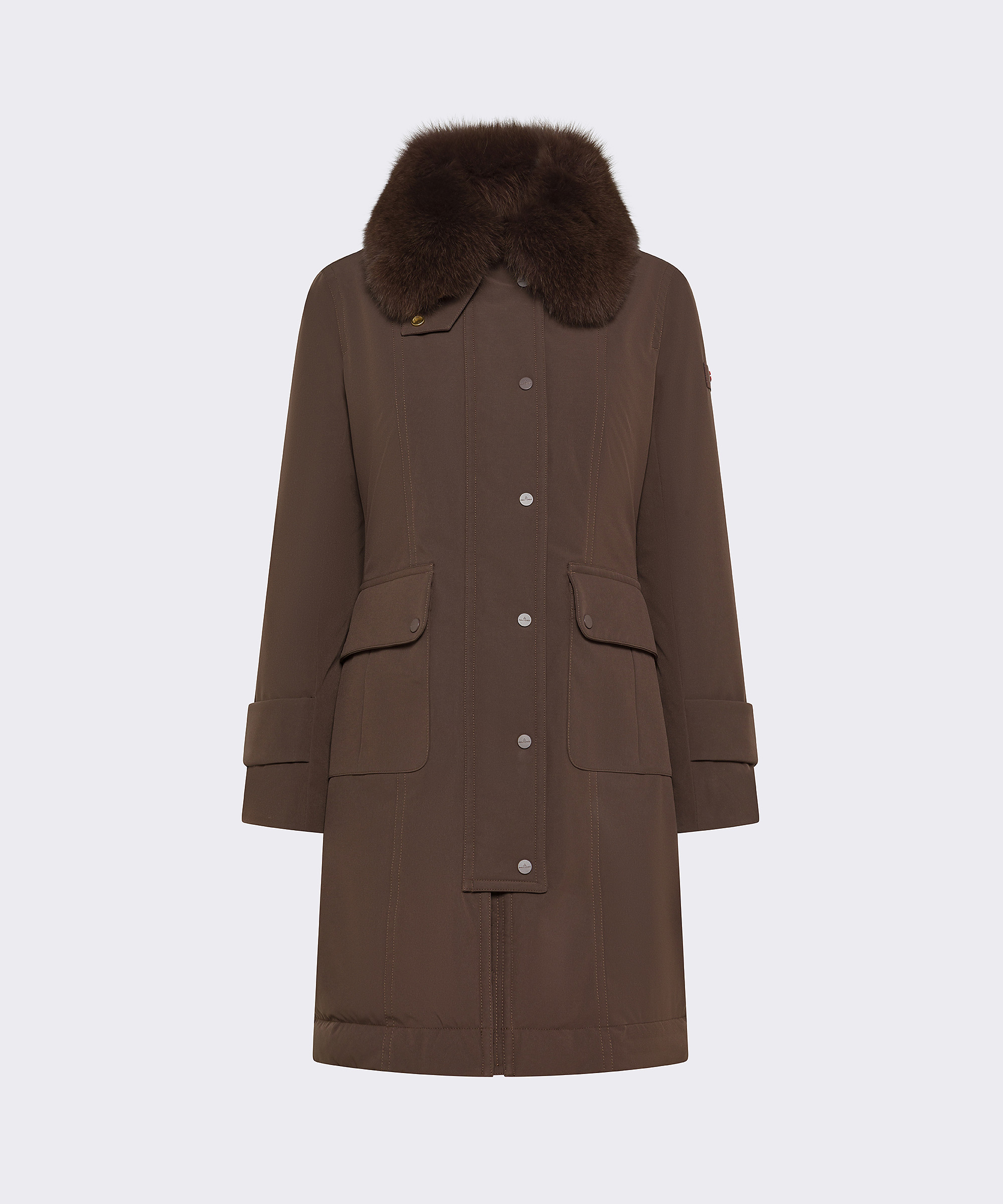 Giacca lunga con pelliccia di volpe PED5741 01192057 194 PEUTEREY Brown 