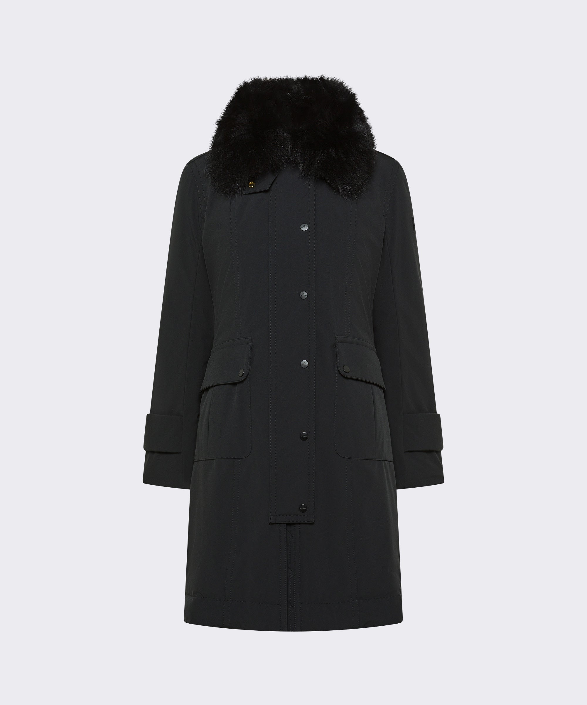 Giacca lunga con pelliccia di volpe PED5741 01192057 NER PEUTEREY Nero 