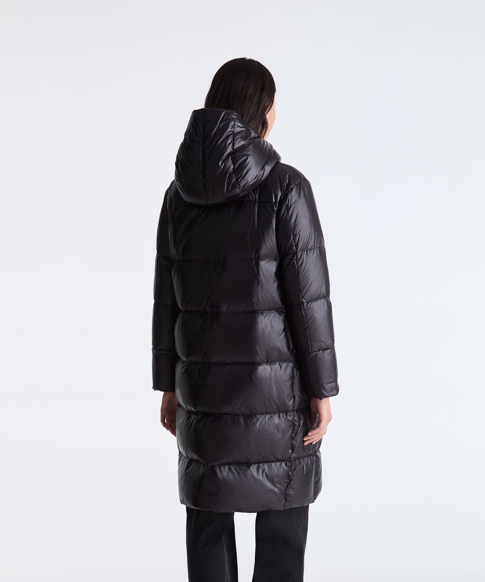 Piumino lungo in nylon lucido PED5744 01182061 NER PEUTEREY Black 