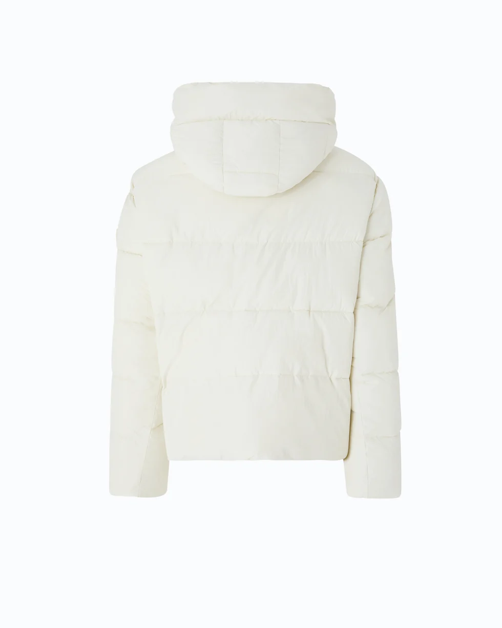 Piumino con cappuccio in tela tecnica 101602A3EA C10 PINKO Panna 