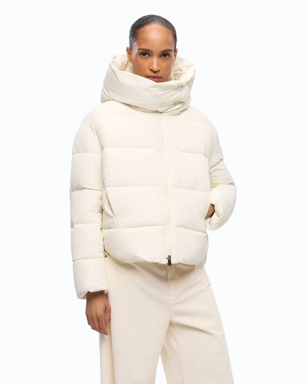 Piumino con cappuccio in tela tecnica 101602A3EA C10 PINKO Panna 