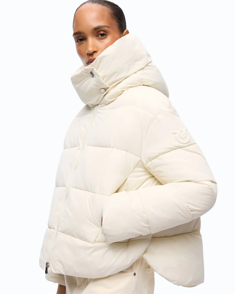 Piumino con cappuccio in tela tecnica 101602A3EA C10 PINKO Panna 