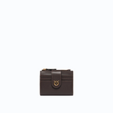 Portafoglio piccolo in pelle liscia con logo 103610A0F1 M12Q PINKO Marrone-mascara antique 